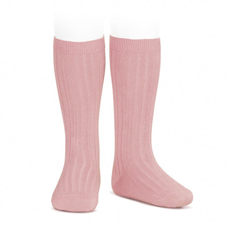 Condor Dusty Pink Ribbed Knee High Socks
