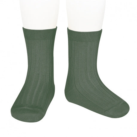 Condor Lichen Green Rib Short Socks