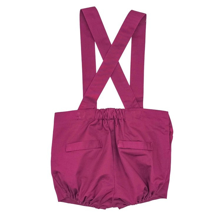 Baby Burgundy Suspender Shorts