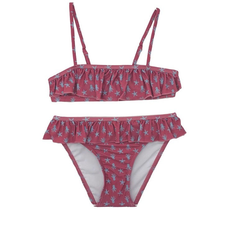 Girl Octopus & Star Fish Strawberry Bikini