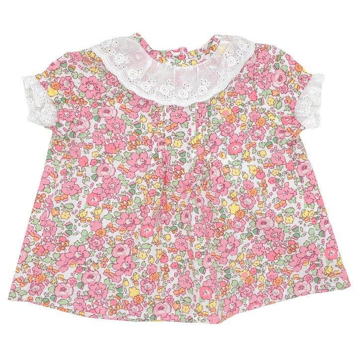 Girl Pink Flowers Liberty Blouse
