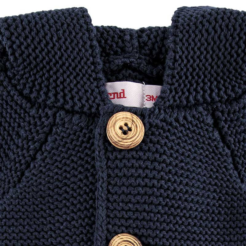 Condor Garter stitch hooded short coat Navy