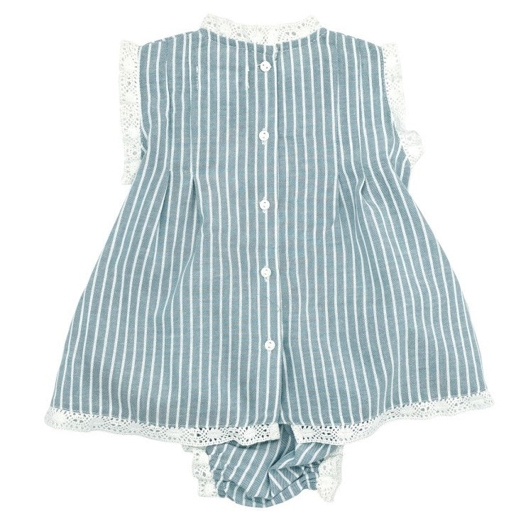 Baby Blue & White Stripe Lace Set
