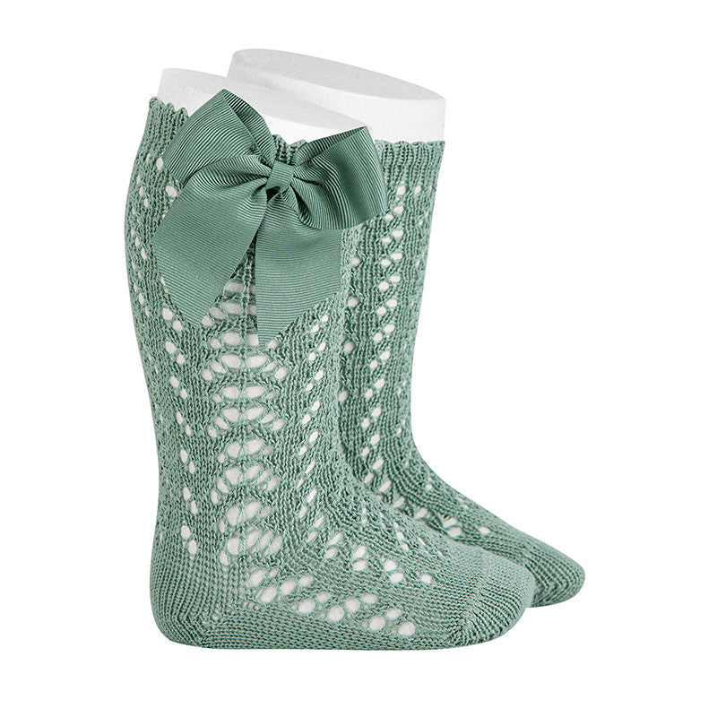 Condor Jade Openwork Knee High Socks with Bow