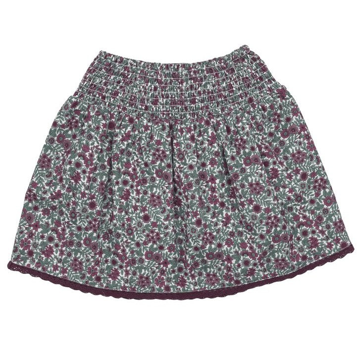 Girl Burgundy Floral Skirt