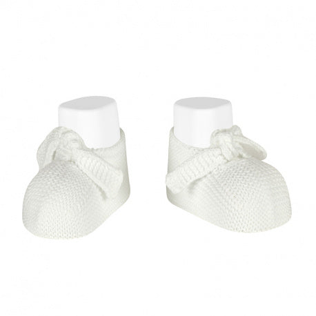 Condor Garter stitch baby booties with knot Cream