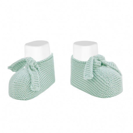 Condor Garter stitch baby booties with knot Sea Mist