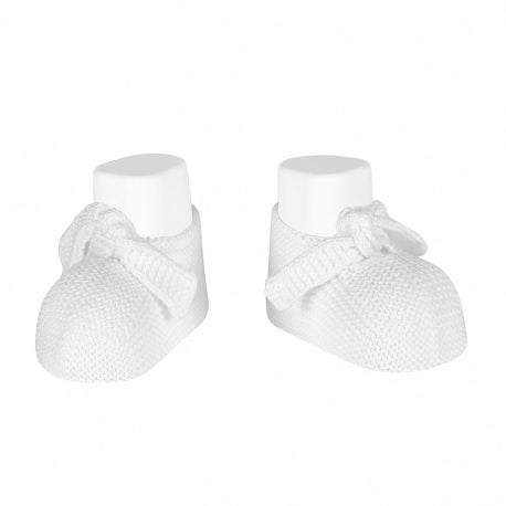 Condor Garter stitch baby booties with knot White