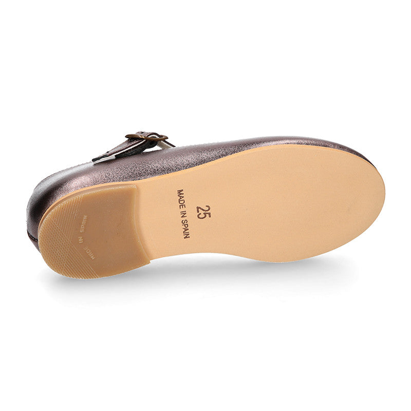 Girl Gold Metallic T-Bar Mary Jane Shoes
