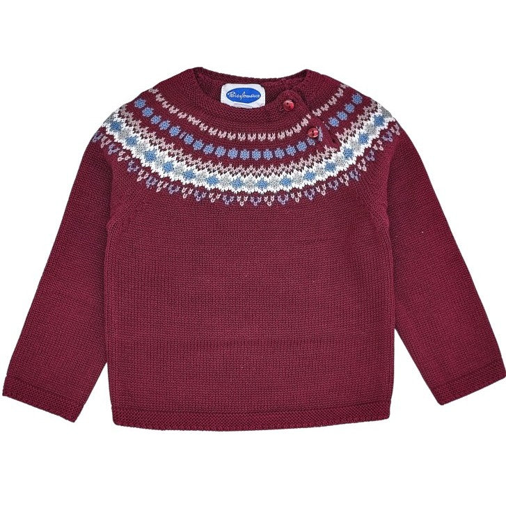 Traditional Burgundy Fair Isle Jumper