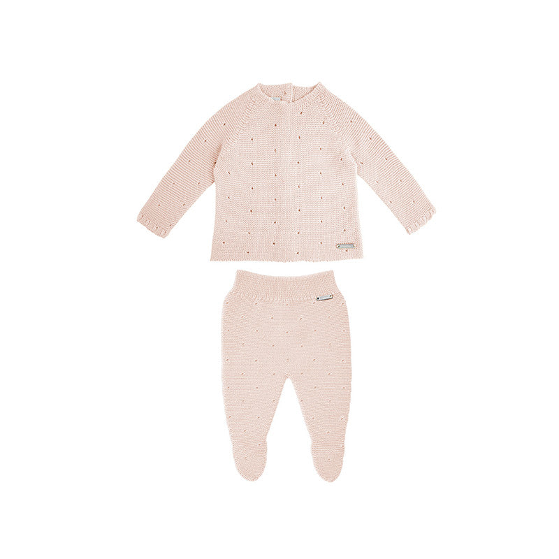 Condor Link Stitch Set (sweater + footed leggings) Nude