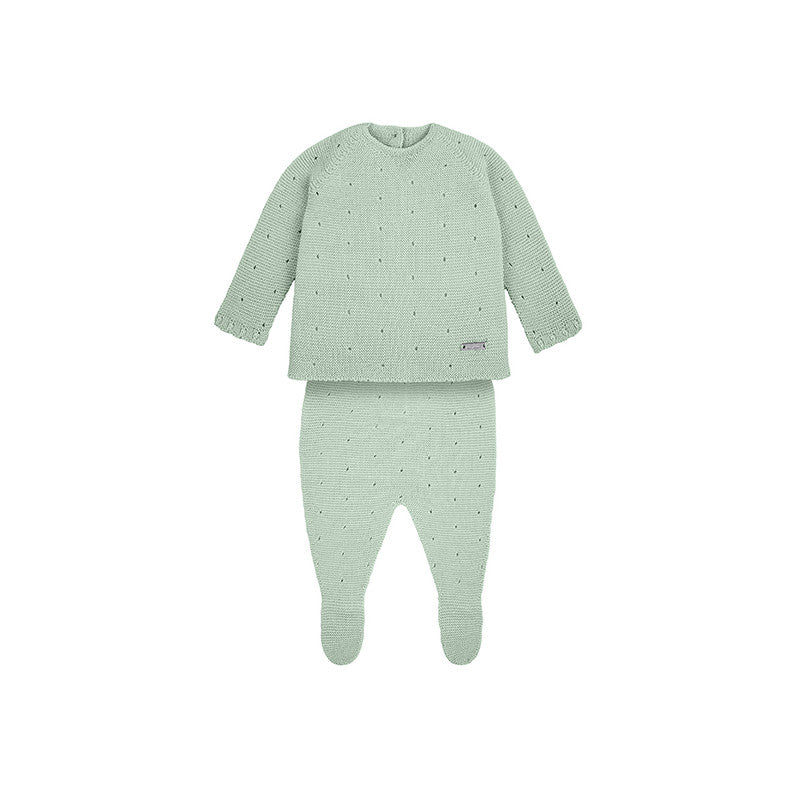 Condor Link Stitch Set (sweater + footed leggings) Wasabi