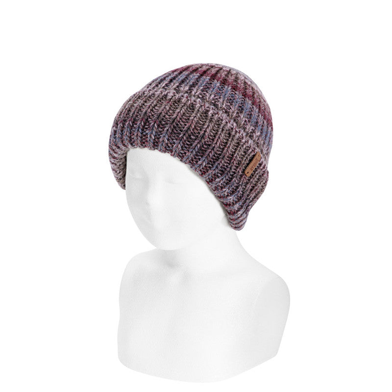 Condor 100% Merino Wool Rib Headband with Earflaps Garnet Multi
