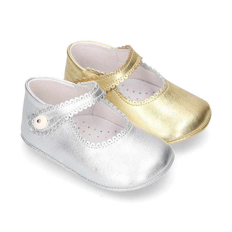 Baby Silver Mary Jane Pram Shoes