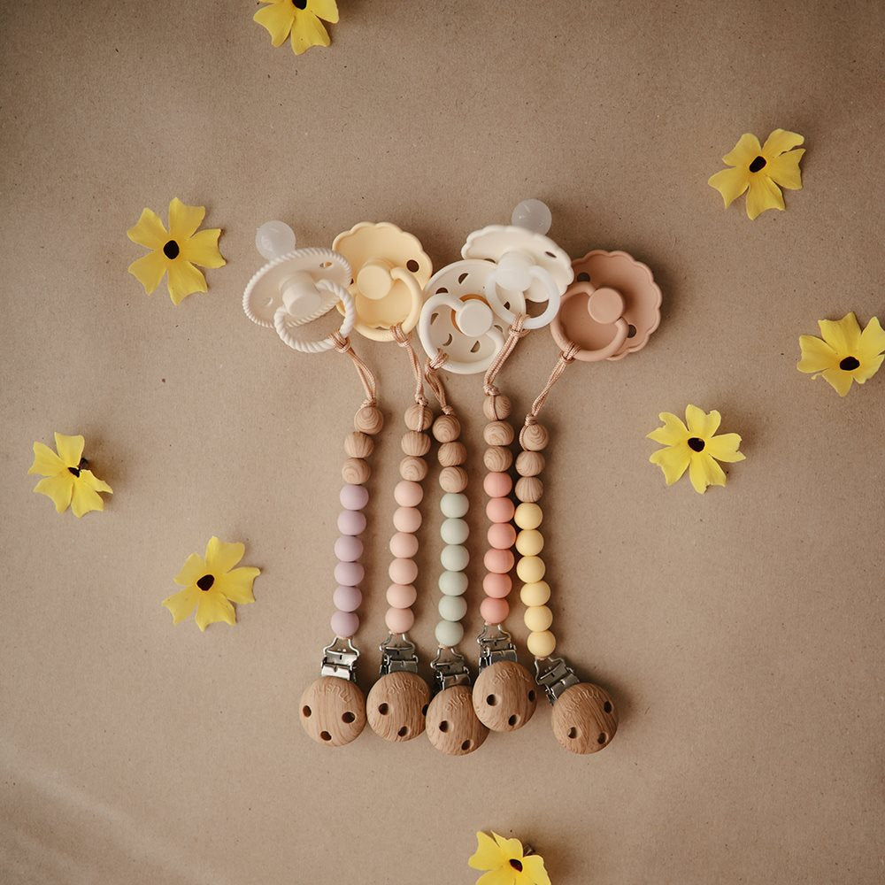 Mushie Pacifier Clips Eva Mustard Yellow