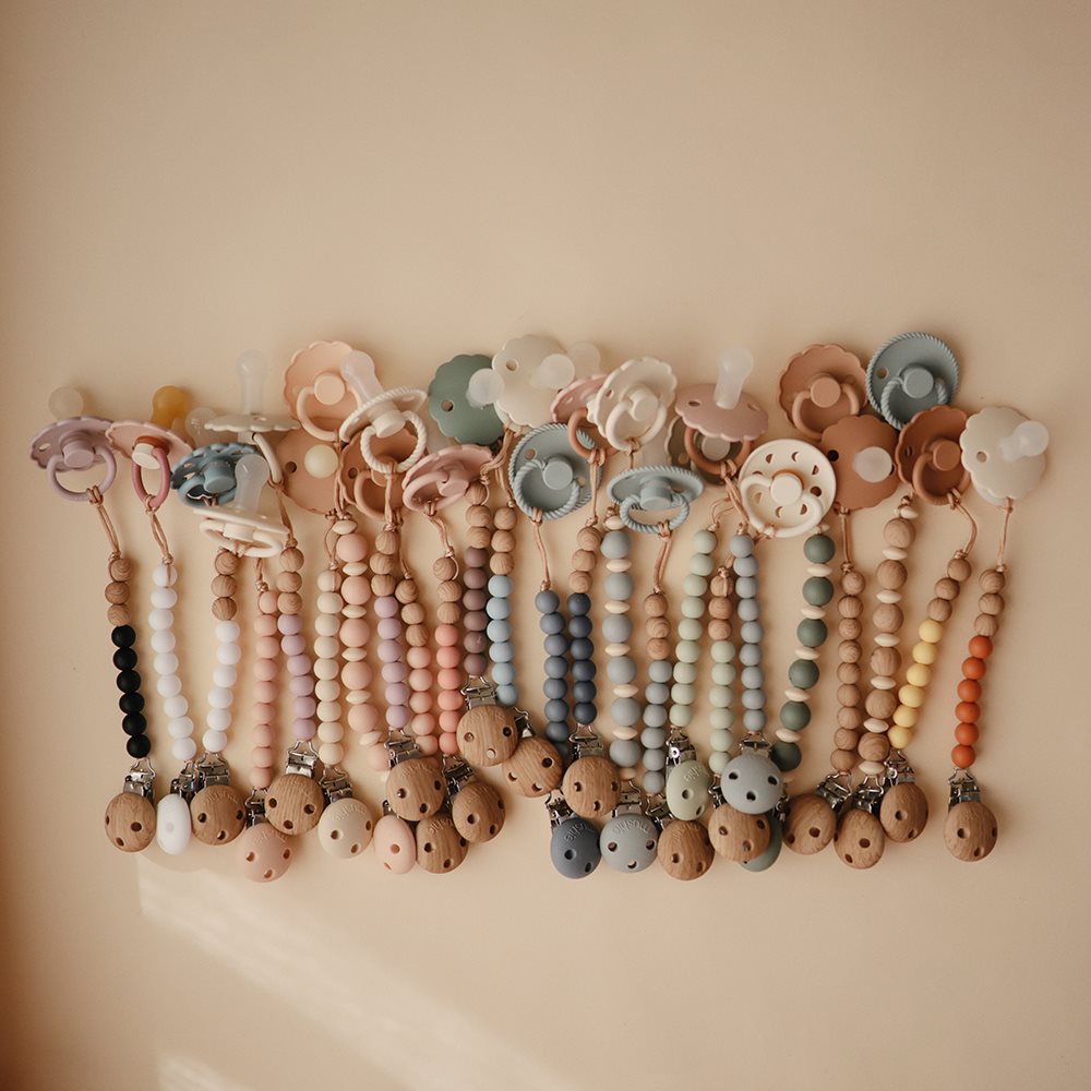 Mushie Pacifier Clips Luna Dried Thyme
