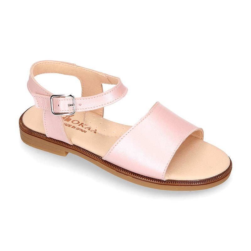 Girl Pink Nappa Leather Sandals