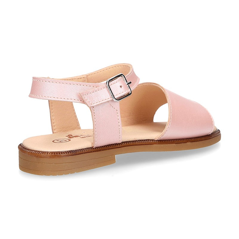 Girl Pink Nappa Leather Sandals