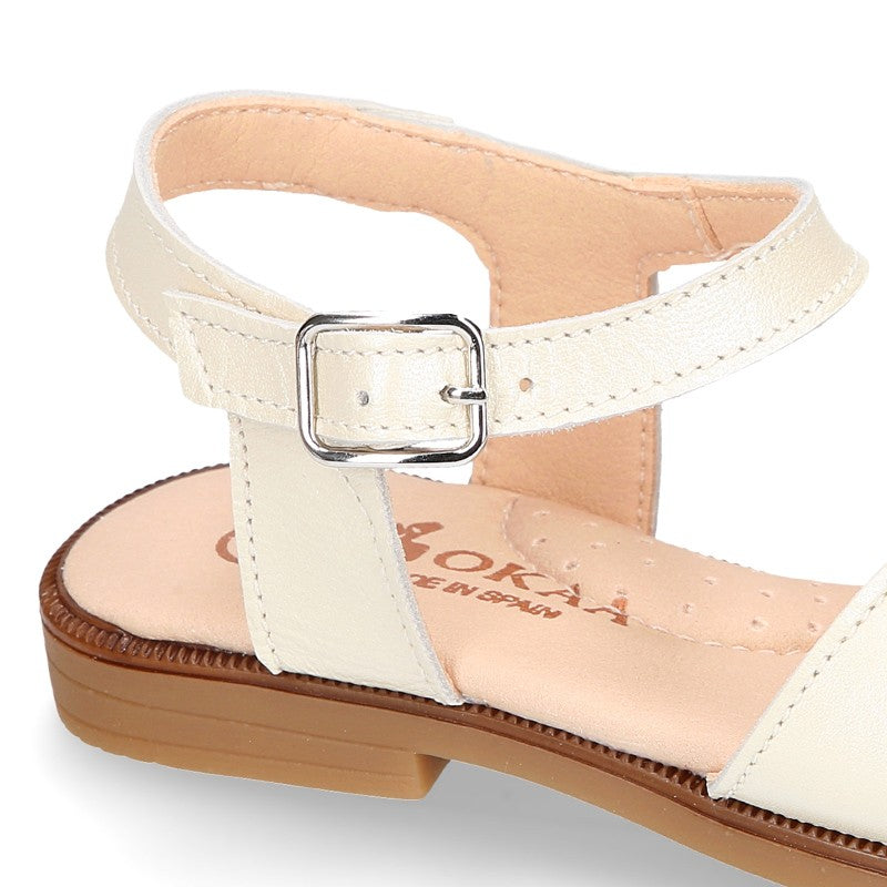 Girl Ivory Nappa Leather Sandals
