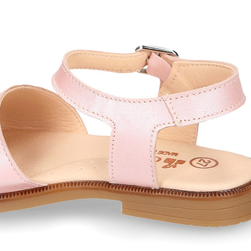 Girl Pink Nappa Leather Sandals