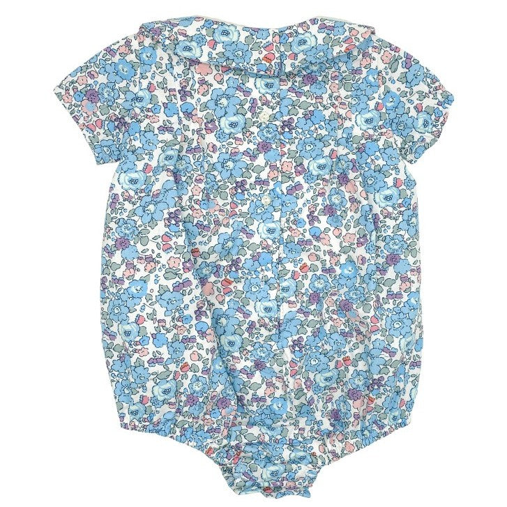 Baby Blue Flowers Liberty Shirred Romper