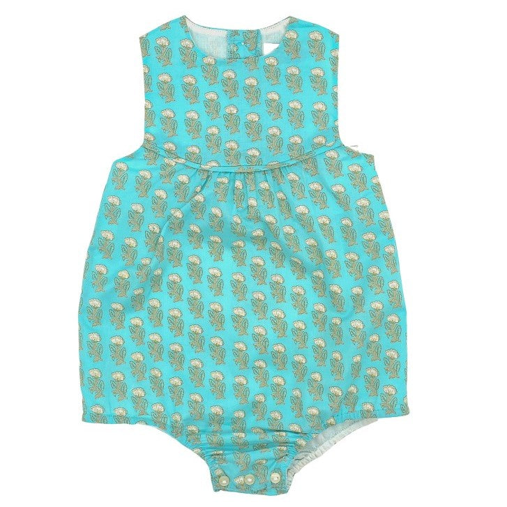 Baby Turquoise Flowers Classic Romper