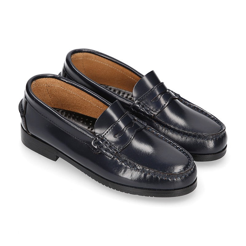 Boy Classic Black Moccasins Shoes