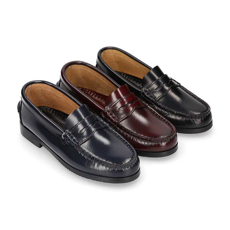 Boy Classic Black Moccasins Shoes