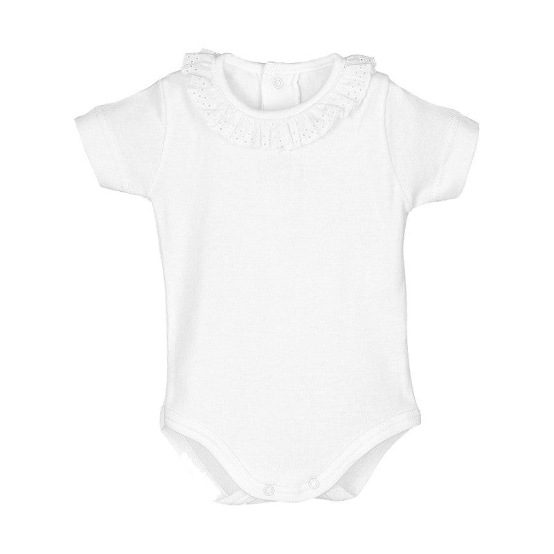 Condor Eyelet batiste collar bodysuit w/heart embroidery