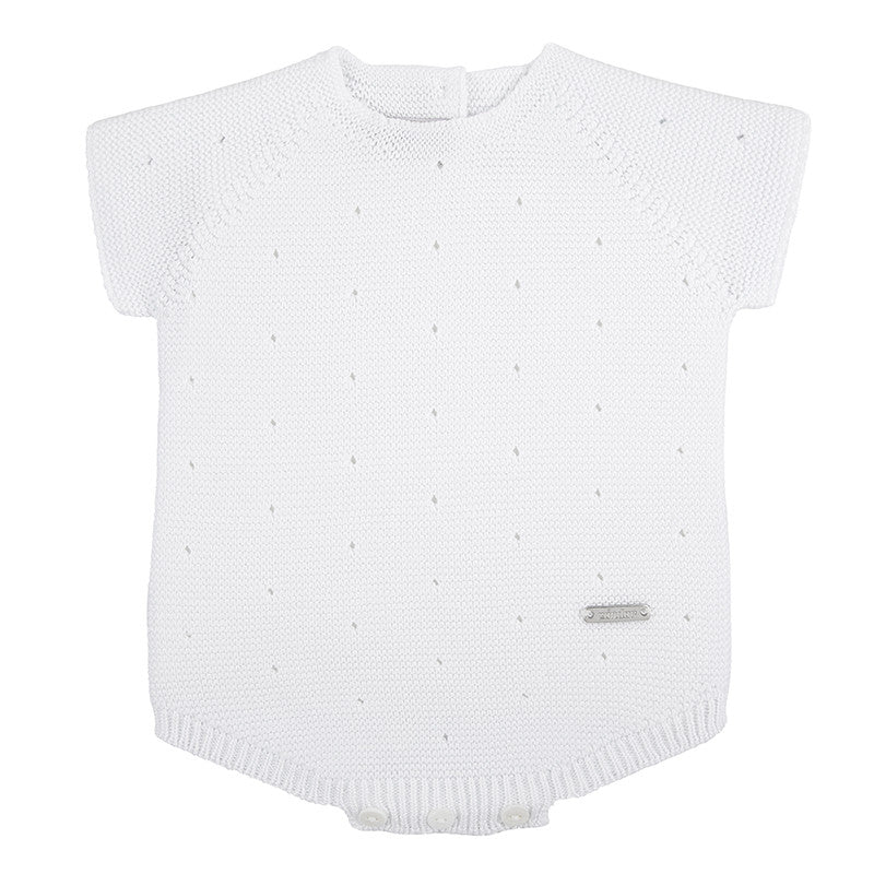 Condor Short Sleeve Link Stitch Romper White