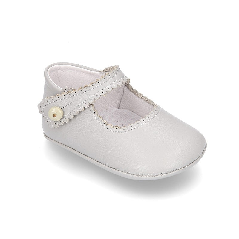Baby Pearl Grey Mary Jane Pram Shoes