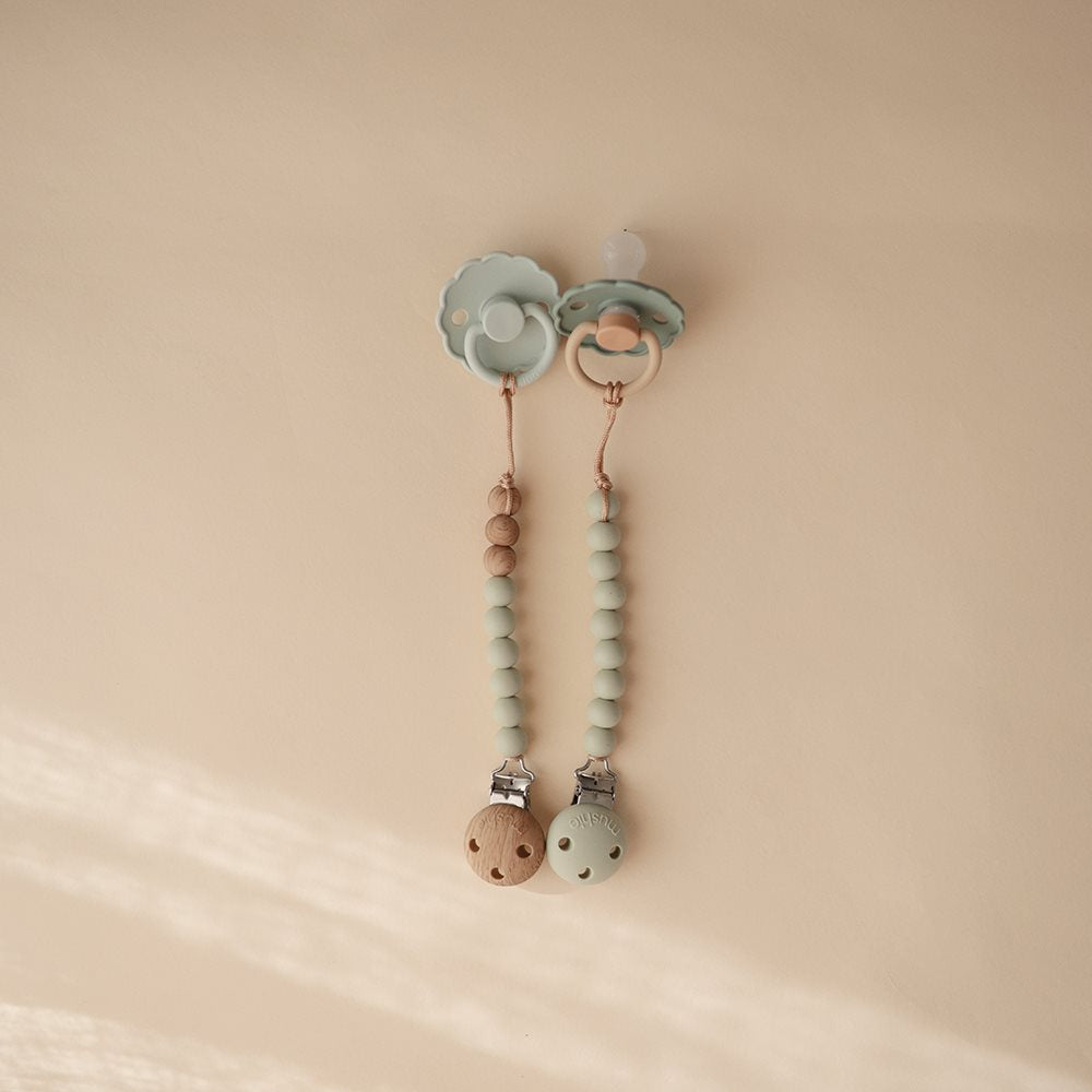 Mushie Silicone Pacifier Clip Hera Sage