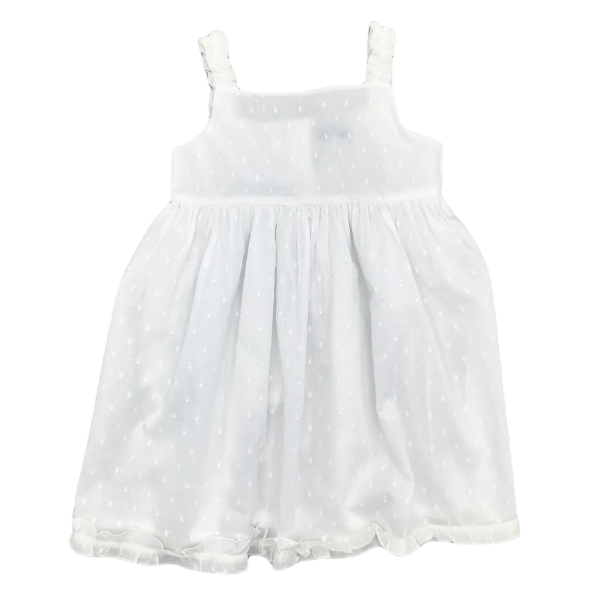 Girl White Plumeti with Frills Dress