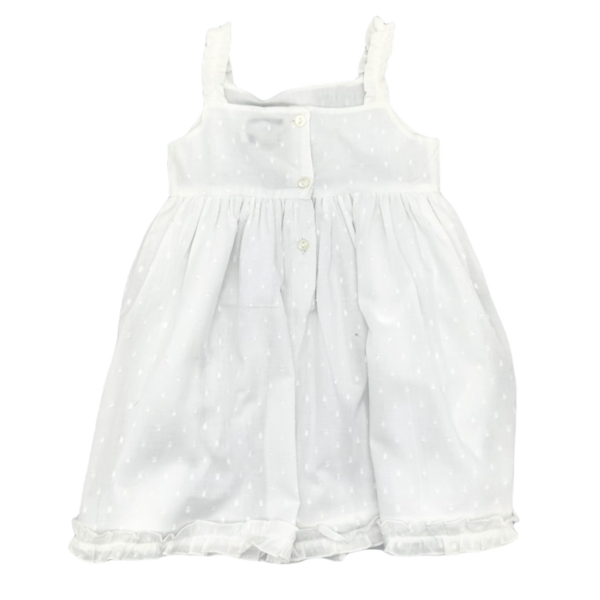 Girl White Plumeti with Frills Dress