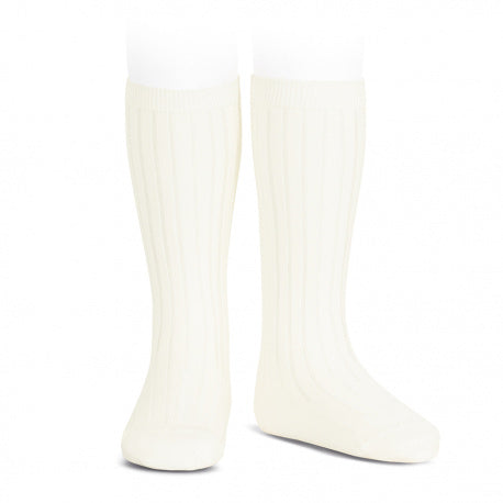 Condor Ivory Ribbed Knee High Socks