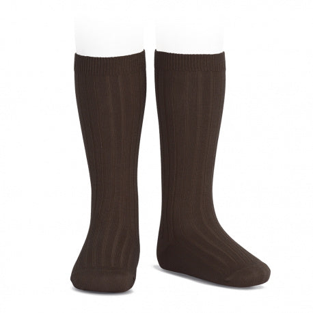 Condor Brown Ribbed Knee High Socks