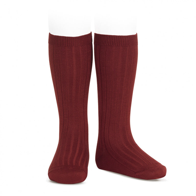 Condor Burgundy Ribbed Knee High Socks