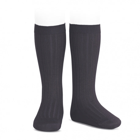 Condor Coal Ribbed Knee High Socks