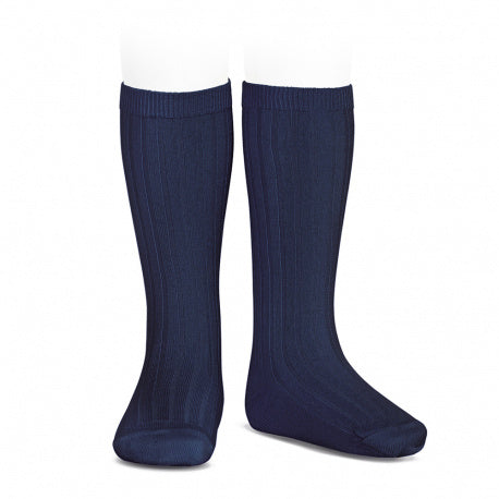 Condor Navy Ribbed Knee High Socks