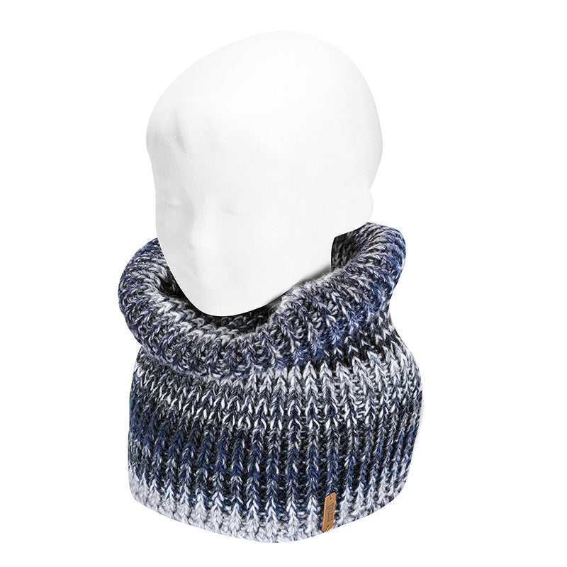 Condor Merino wool blend bulky rib snood scarf Blue Multi