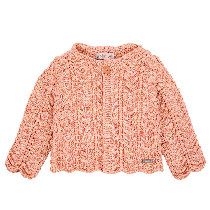 Condor Zig-Zag Openwork Cardigan Salmon