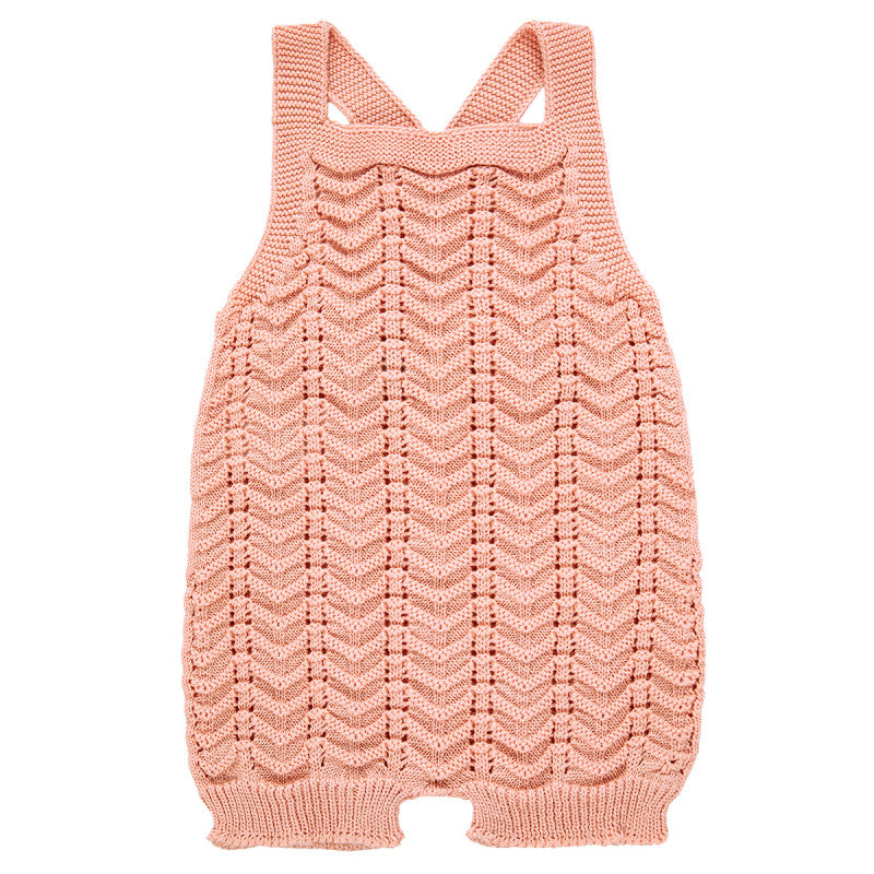 Condor Zigzag Openwork Romper Salmon