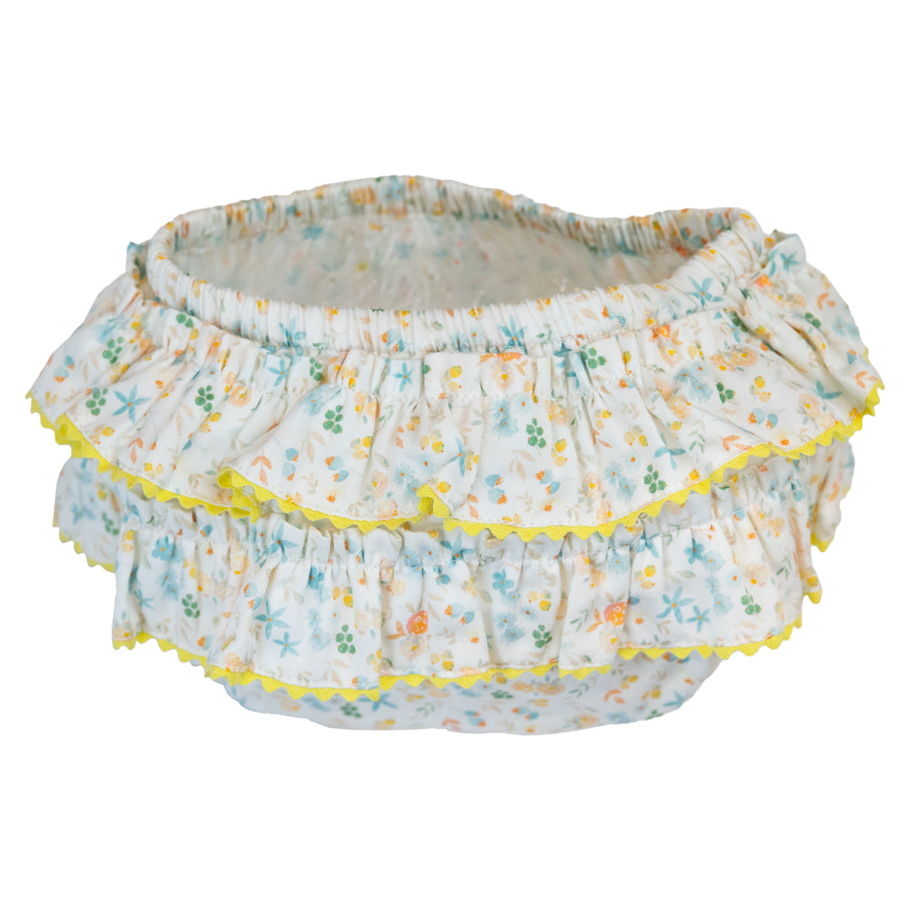 Baby Girl Yellow & Sky Blue Floral Frilly Bloomers