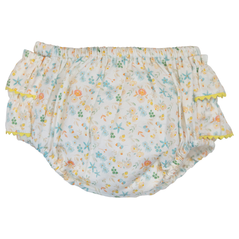 Baby Girl Yellow & Sky Blue Floral Frilly Bloomers