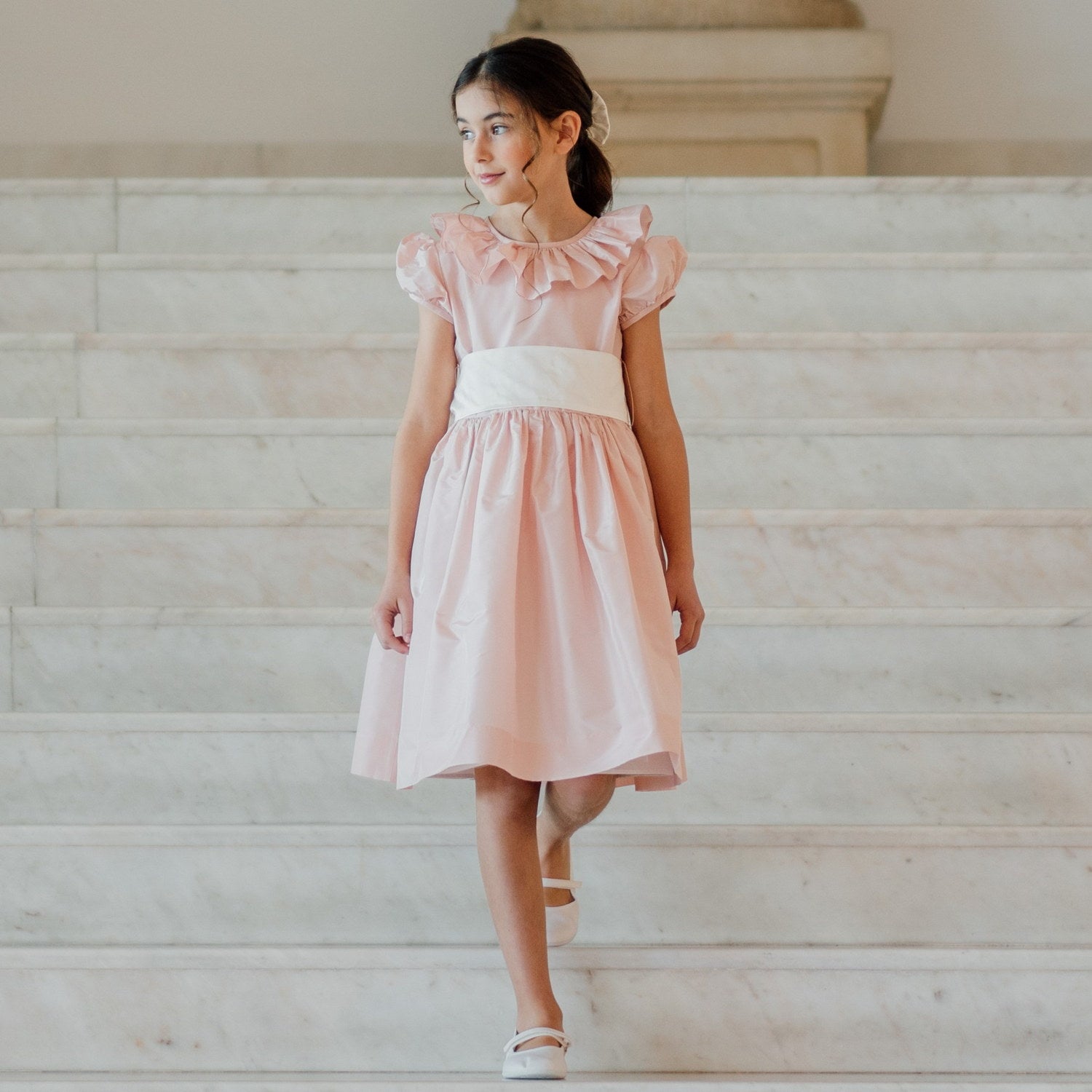 Flower Girl Pink Silk Dress