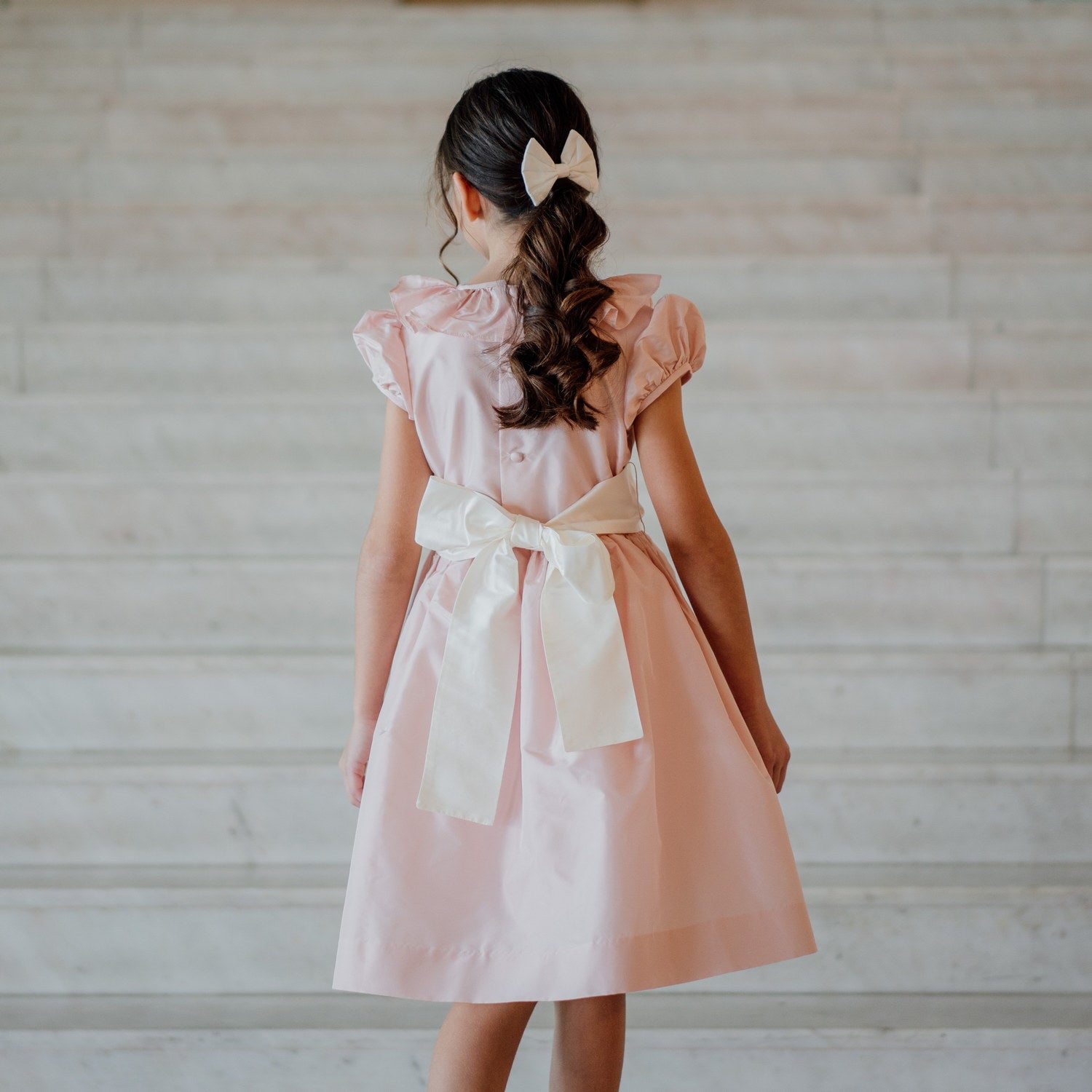 Flower Girl Pink Silk Dress