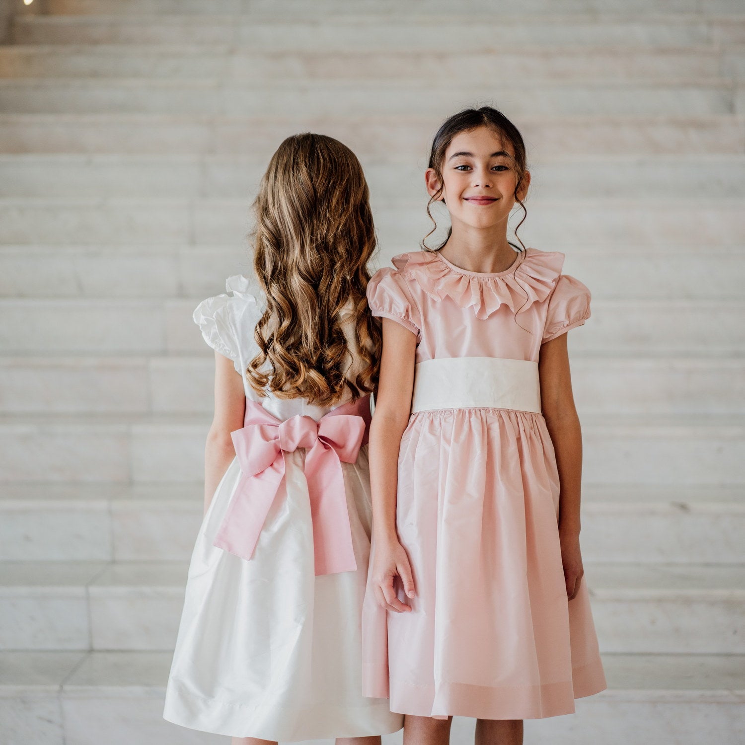 Flower Girl Pink Silk Dress