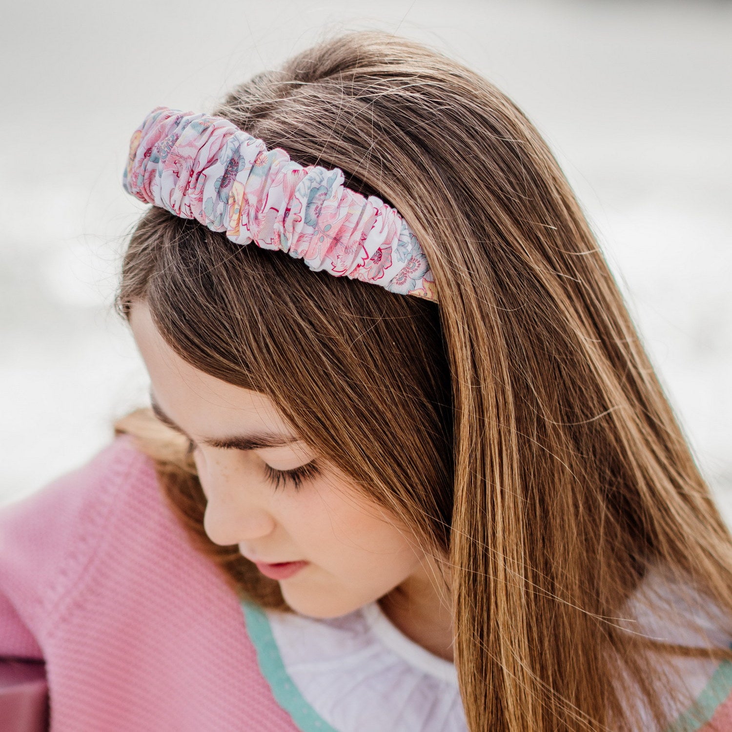 Girl Salmon Flowers Headband
