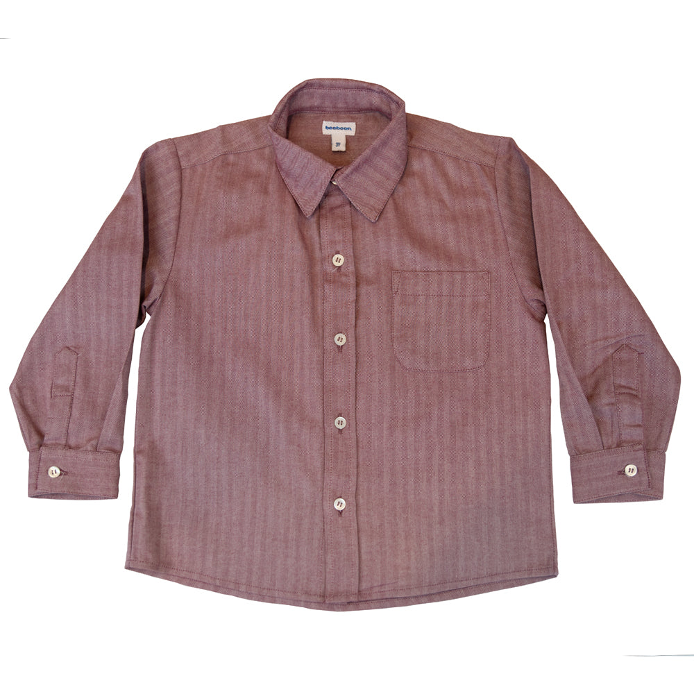 Boy Burgundy Herringbone Classic Shirt