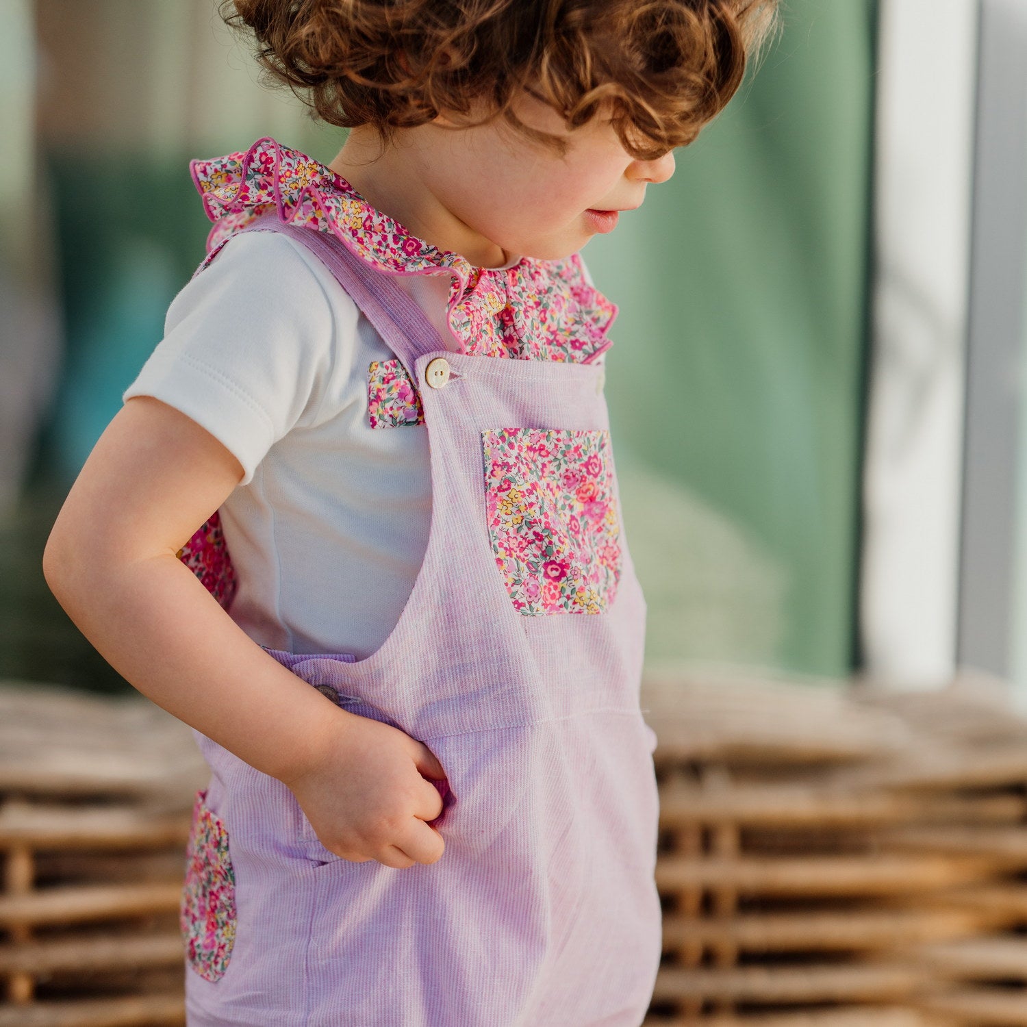 Baby Candy Stripe Linen Dungarees